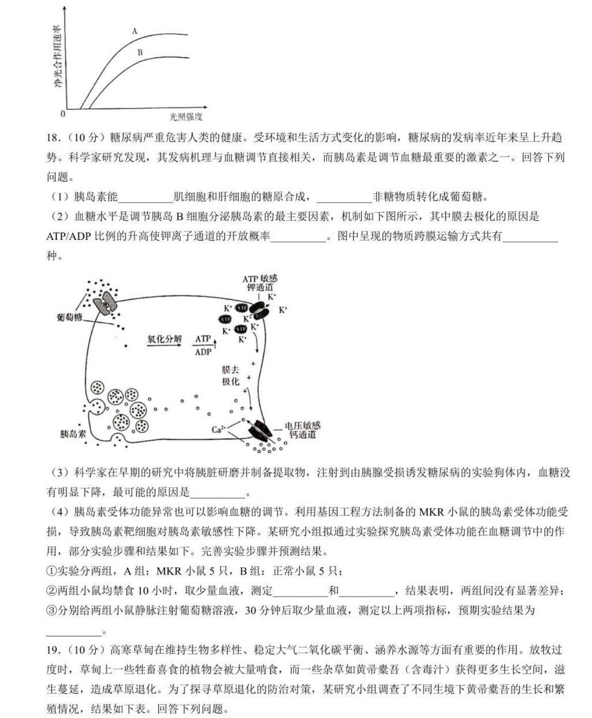 2025甘肃新高考生物试卷真题及答案解析，附考点题型及分值分布